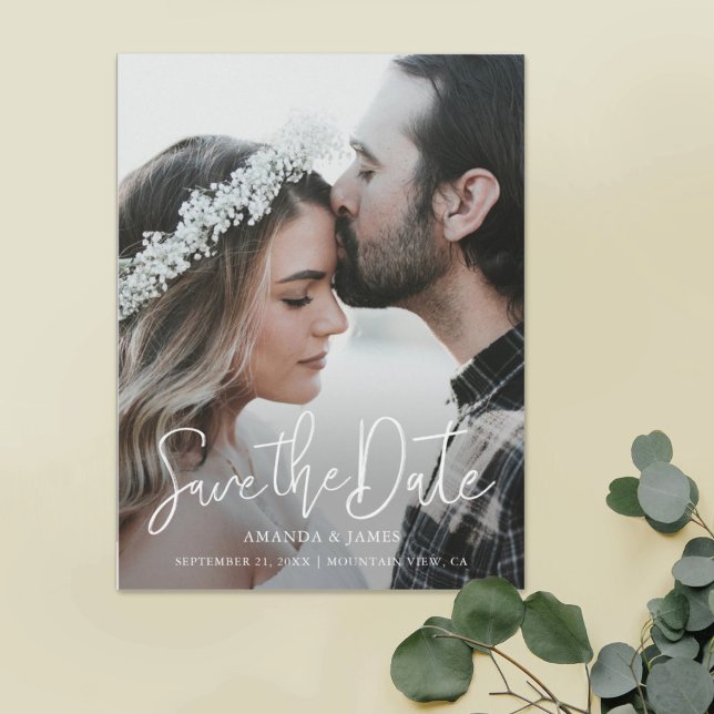 Simple Elegant Modern Script  Photo Save the Date Magnetic Invitation (Creator Uploaded)