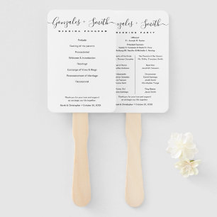 Simple Elegant Modern Script Wedding Program Hand Fan