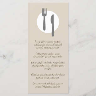 Simple Elegant & Modern Taupe Custom Restaurant Menu