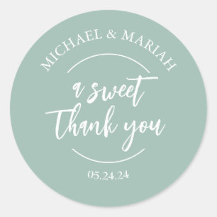 Simple Elegant Modern Thank You Wedding Classic Round Sticker
