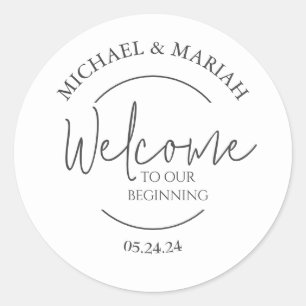 Simple Elegant Modern Thank You Wedding Classic Round Sticker