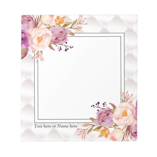 simple, elegant, modern, trendy, floral notepad (Front)