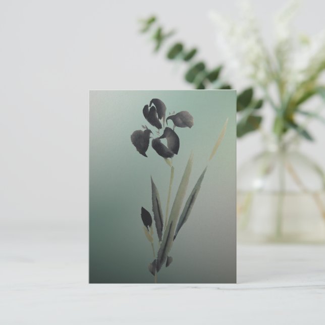 Simple Elegant Modern Ukiyo-e Japanese Iris Postcard (Standing Front)