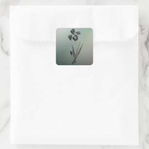 Simple Elegant Modern Ukiyo-e Japanese Iris Square Sticker