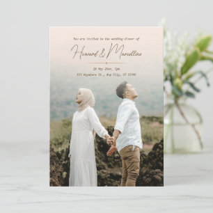 Simple elegant modern Wedding Dinner With Photo Invitation