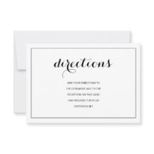 Simple Elegant Modern Wedding Directions Card