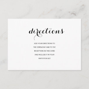 Simple Elegant Modern Wedding Directions Card