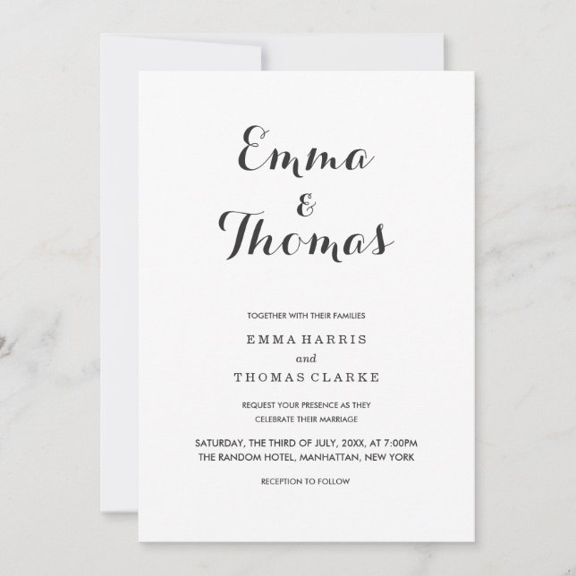 Simple Elegant | Modern Wedding Invitation (Front)