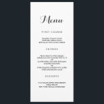 Simple Elegant | Modern Wedding Menu<br><div class="desc">A simple yet elegant wedding menu, providing the courses, entrees and desserts available to the guests. This design features an elegant script font for the title, and a simple, clear sans-serif font for the body text. The colours shown are a subtle dark grey. These, along with the fonts, can be...</div>