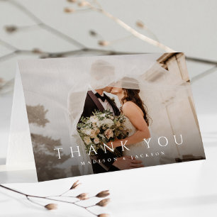 Simple Elegant Modern Wedding Photo Thank You Card