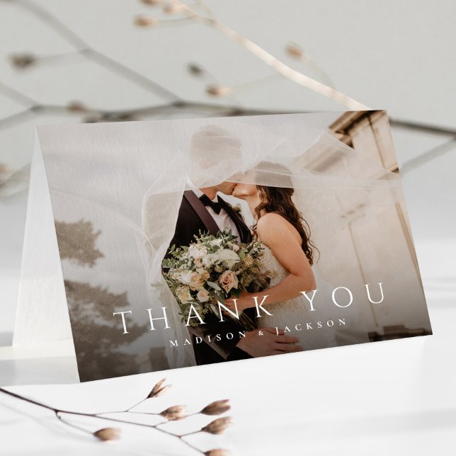 Simple Elegant Modern Wedding Photo Thank You Card (Creator Uploaded)