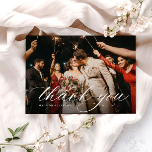 Simple Elegant Modern Wedding Photo Thank You Card