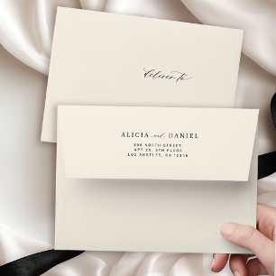 Simple elegant modern wedding return address envelope