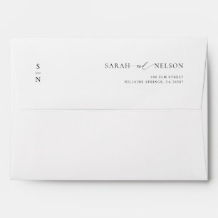 Simple Elegant Monogram A7 5x7 Wedding Invitation Envelope