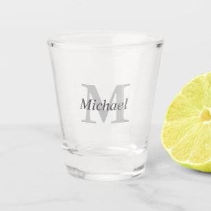 Simple Elegant Monogram and Name Shot Glass