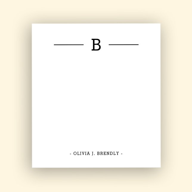Simple Elegant Monogram Black White Notepad (Creator Uploaded)