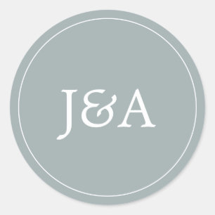 Simple Elegant Monogram Dusty Blue Envelope Seal