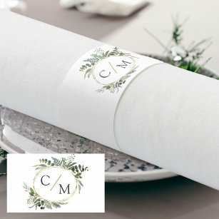 Simple elegant monogram eucalyptus napkins
