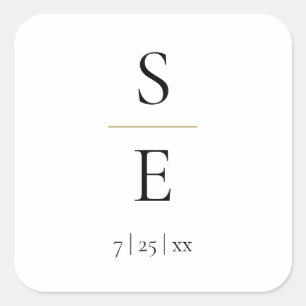 Simple Elegant Monogram Gold Wedding Square Sticker