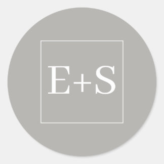 Simple Elegant Monogram Grey Wedding Envelope Seal