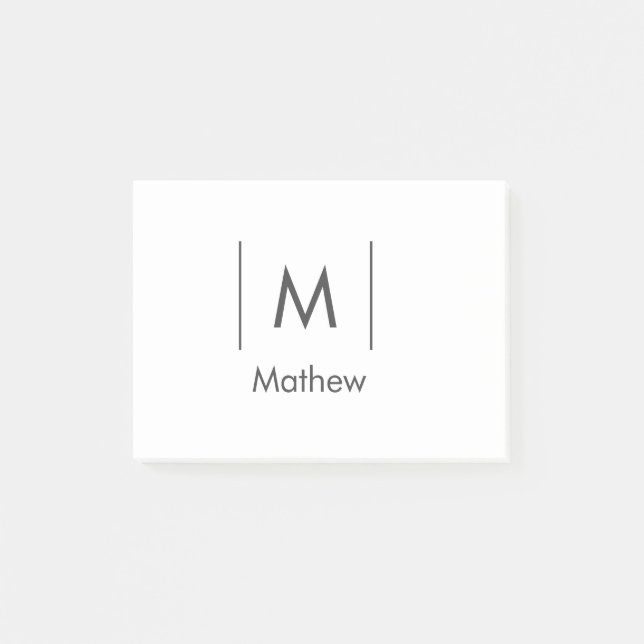 Simple elegant monogram groomsman man lines name  post-it notes (Front)