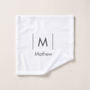Simple elegant monogram groomsman man lines name wash cloth