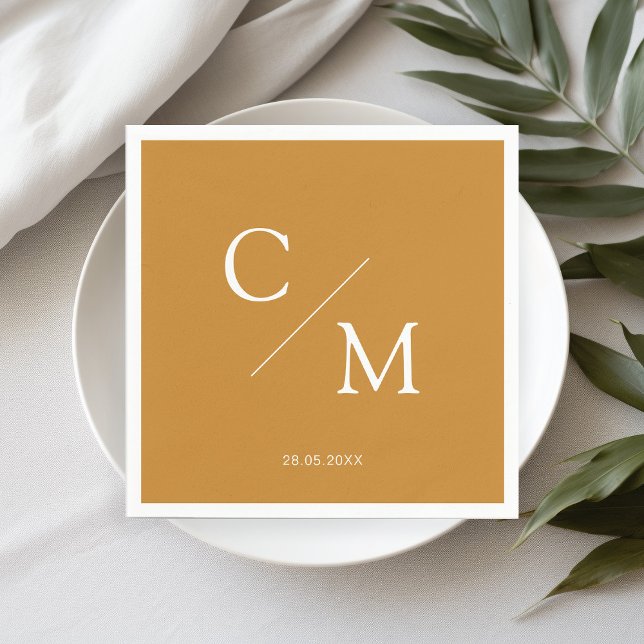 Simple Elegant Monogram Honey Mustard Napkin (Creator Uploaded)