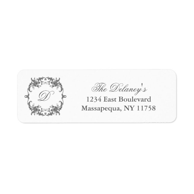 Simple Elegant Monogram in Baroque Frame (Front)