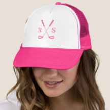 Simple Elegant Monogram Initial Pink Golf