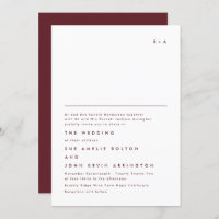 Simple Elegant Monogram Maroon Burgundy Wedding