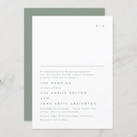 Simple Elegant Monogram Moss Green Wedding
