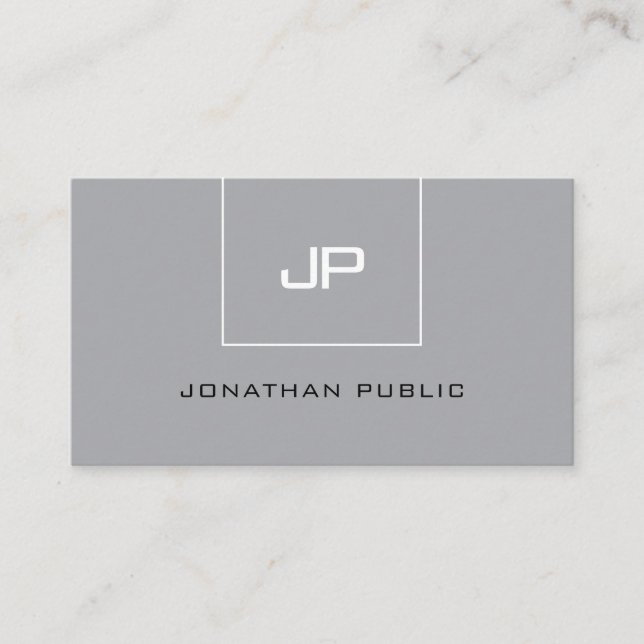 Simple Elegant Monogram Professional Modern Grey Business Card (Front)
