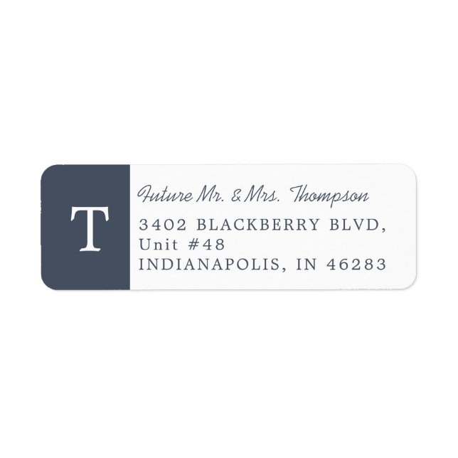 Simple Elegant Monogram Smoky Navy Return Address (Front)