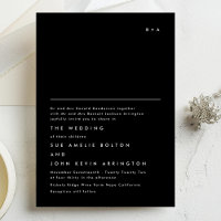 Simple Elegant Monogram Text Onyx White