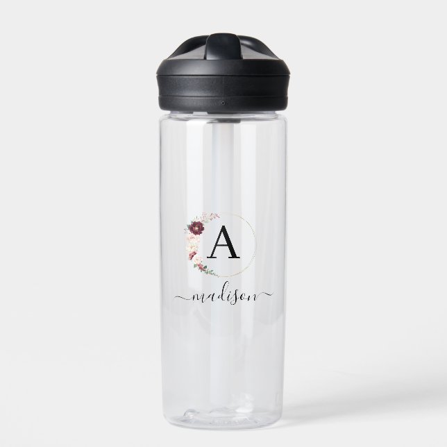 Simple, elegant, monogram  water bottle (Front)