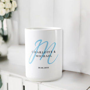 Simple, elegant, monogram wedding coffee mug