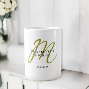 Simple, elegant, monogram wedding coffee mug