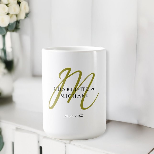 Simple, elegant, monogram wedding coffee mug (Simple, elegant, monogram wedding coffee mug.)