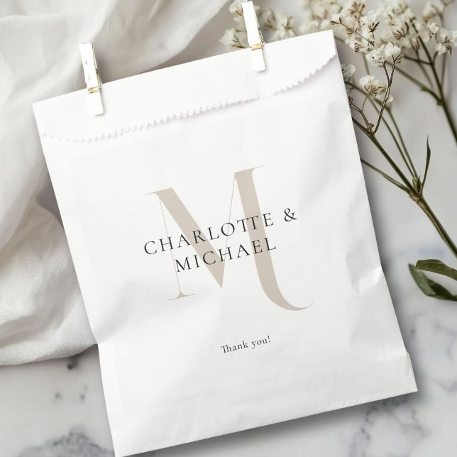 Simple, elegant, monogram wedding  favour bags (Simple, elegant, monogram " Thank You!"  wedding favor bag with your names.)