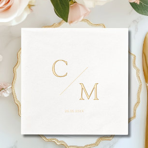 Simple Elegant Monogram Wedding Foil Napkins