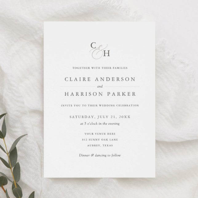 Simple Elegant Monogram Wedding Invitation (Creator Uploaded)