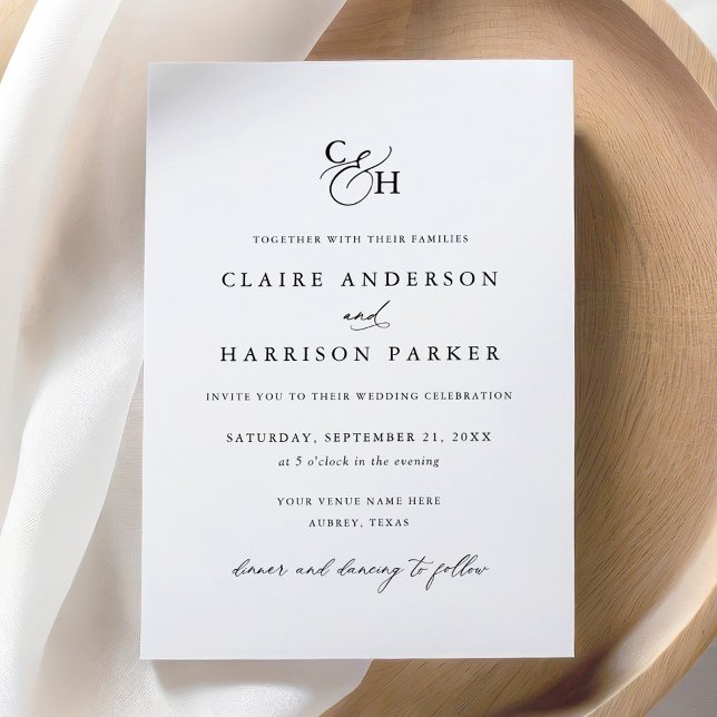 Simple Elegant Monogram Wedding Invitation (Creator Uploaded)