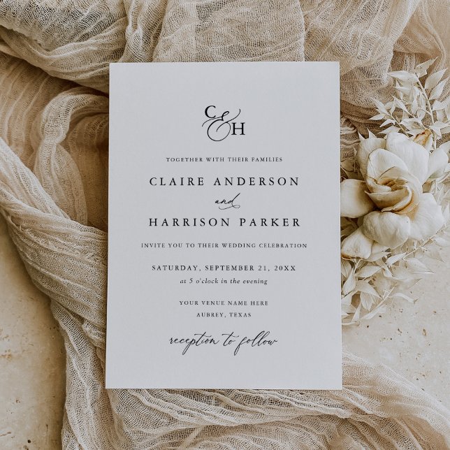 Simple Elegant Monogram Wedding Invitation (Creator Uploaded)
