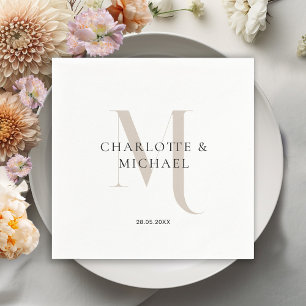 Simple, elegant, monogram wedding napkins