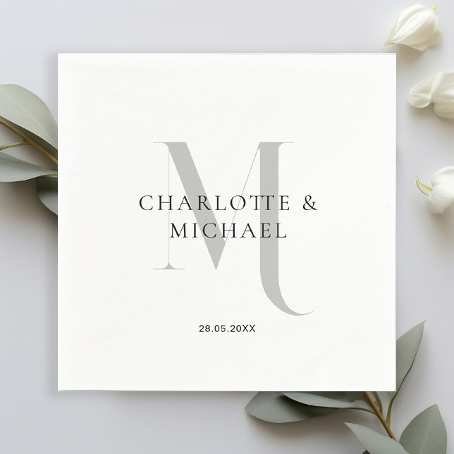 Simple, elegant, monogram wedding napkins (Customer specific, simple, elegant, royal, monogram wedding napkins.)