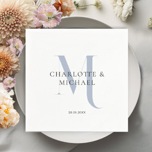 Simple, elegant, monogram wedding napkins