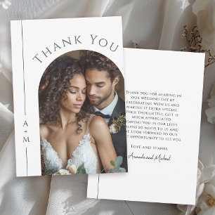 Simple Elegant Monogram Wedding Photo Thank You Card