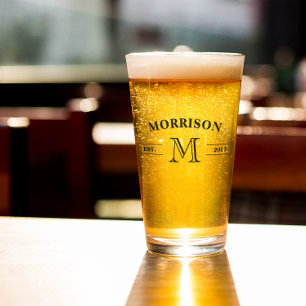 Simple Elegant Monogram & Year Glass