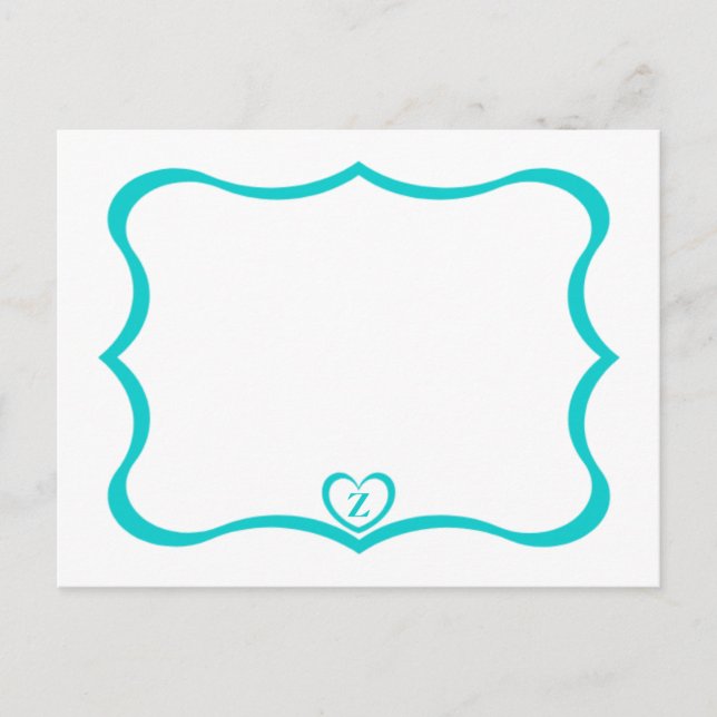 Simple Elegant Monogrammed Postcard #Teal (Front)