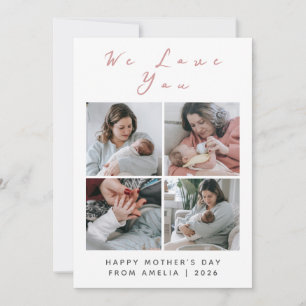 Simple Elegant Mother's Day Photo collage Holiday Card